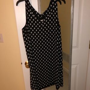 Navy print blouse tank dress